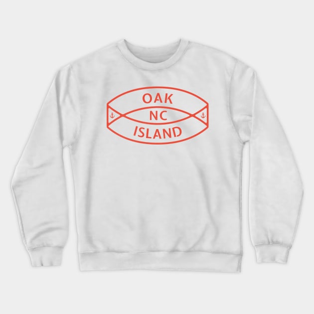 Oak Island, NC Summertime Vacationing Anchor Ring Crewneck Sweatshirt by Contentarama
